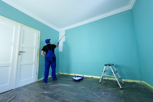 painting a wall in an apartment